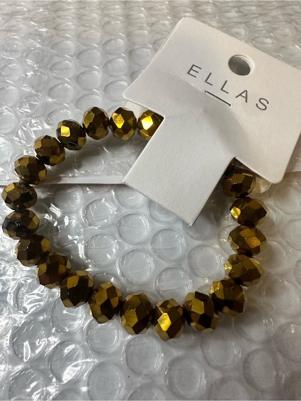 Ella Metallic Gold Faceted Bead Stretch Bracelet